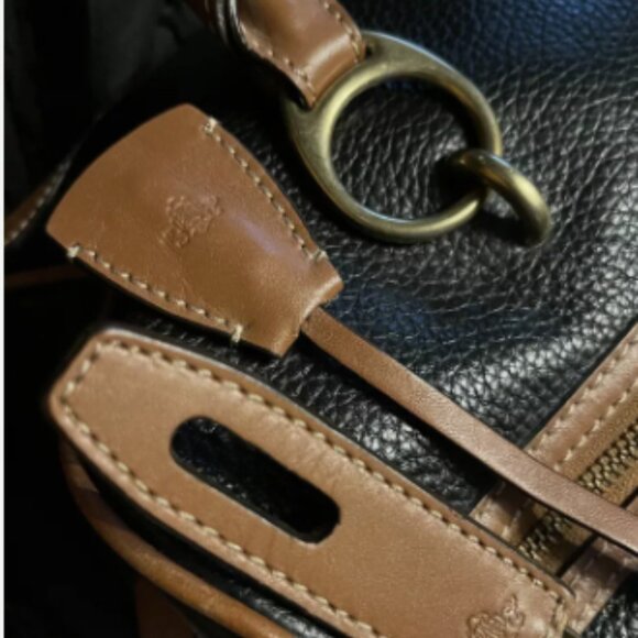 black pebbled leather handbag from Prix De Dressage Satchel purse - Picture 2 of 3